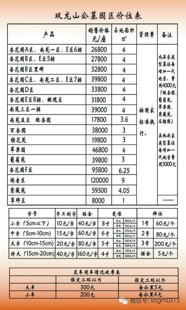 陵园价格