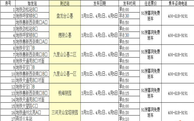 清明扫墓可以搭乘91搜墓网专线 91搜墓网清明扫墓指南